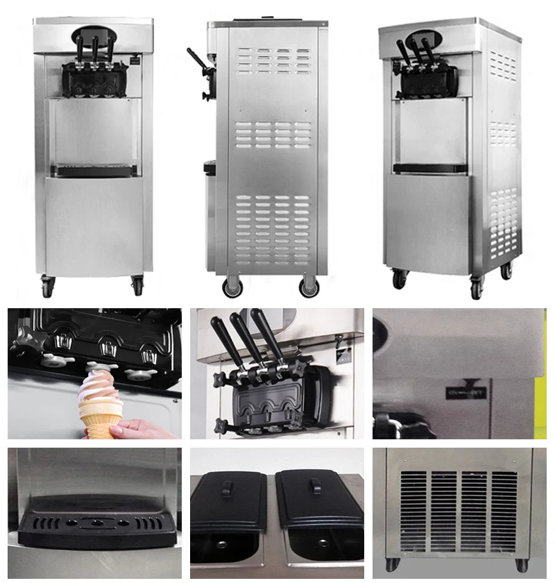 Fully Automatic 20-28L/h Ice Cream Maker Commercial Soft Serve Ice Cream Machine for Fast Food Truck Ice Cream Cone