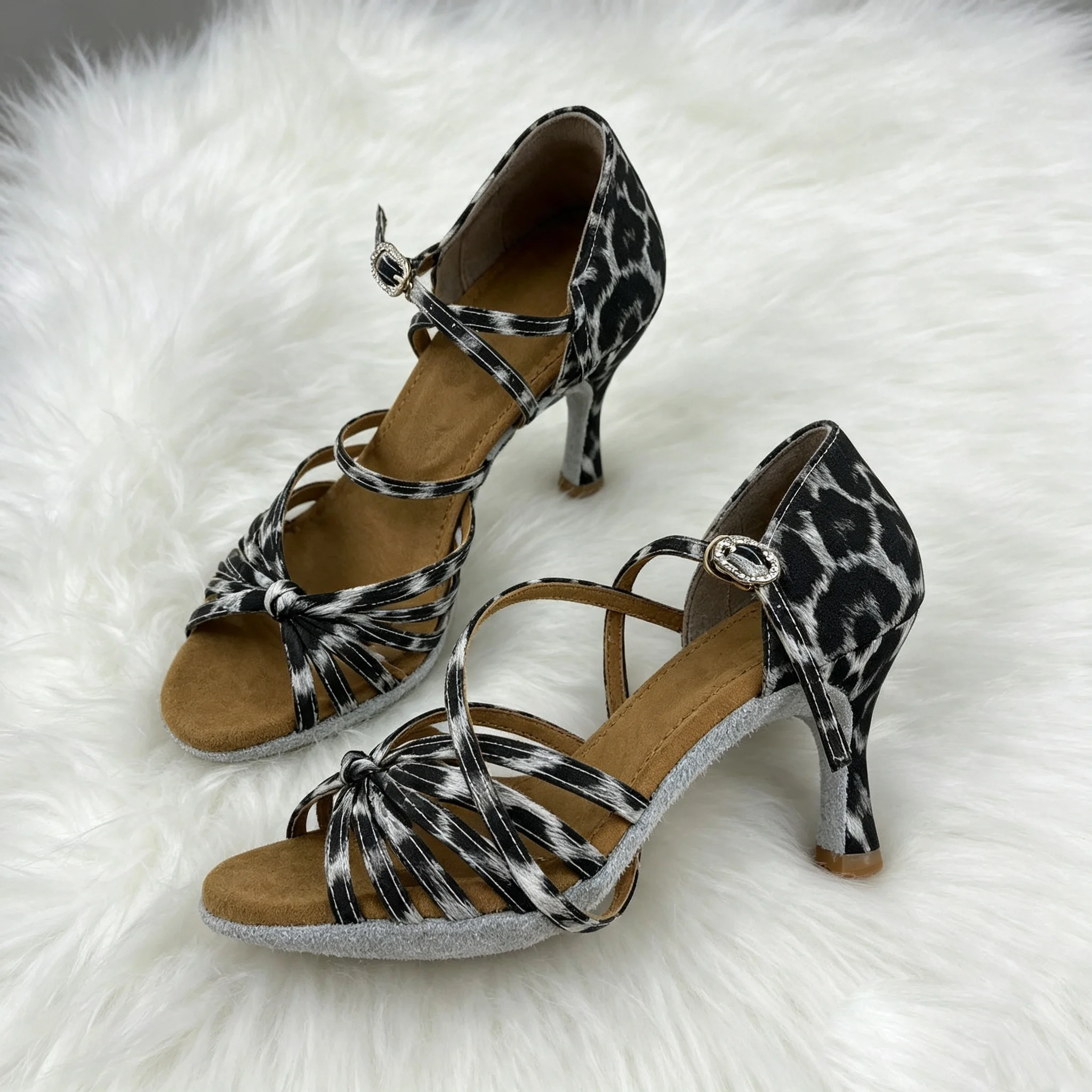 Leopard Print Women Latin Dance Shoes Salsa Ballroom Tango Cha‑Cha Shoes Girls Sneaker Professional Dancing Footwear Sandals