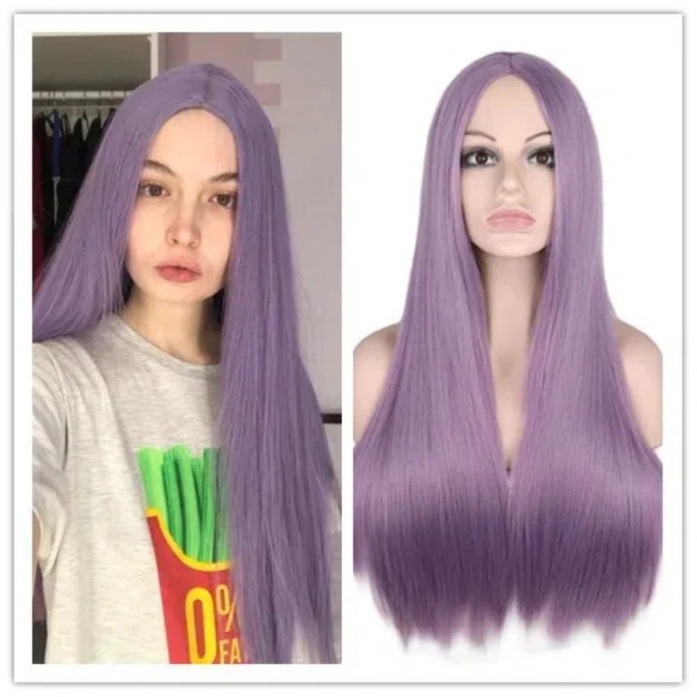 Long Black Wigs Straight Black Hair Dye Wig for Women Middle Part Synthetic Heat Resistant Natural Hair for Party or Halloween C