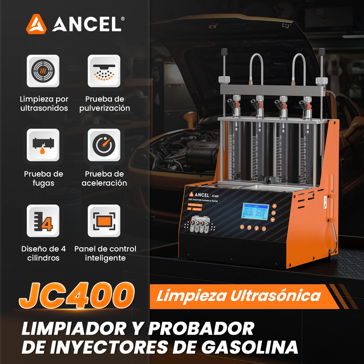 

2026 ANCEL JC400 Car Fuel Injector Cleaner Tester for PFI GDI Piezo Injector 0-20Bar Pressure Injector Nozzle Cleaning Machine