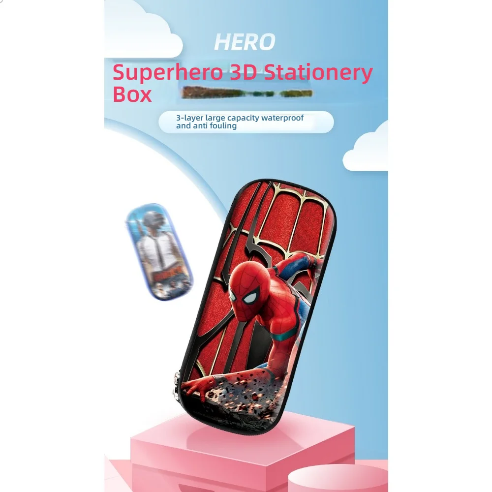 Disney Spider Man Animated Korean Pencil Case Boy Girl Big Capacity Comic Cartoon Pencil Pouch Students Stationery