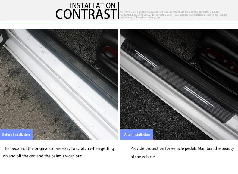 4Pcs Carbon Fiber Car Door Sill Protector Welcome Pedal Decoration Leather Stickers for Nissan Kicks P15 Auto Accessories