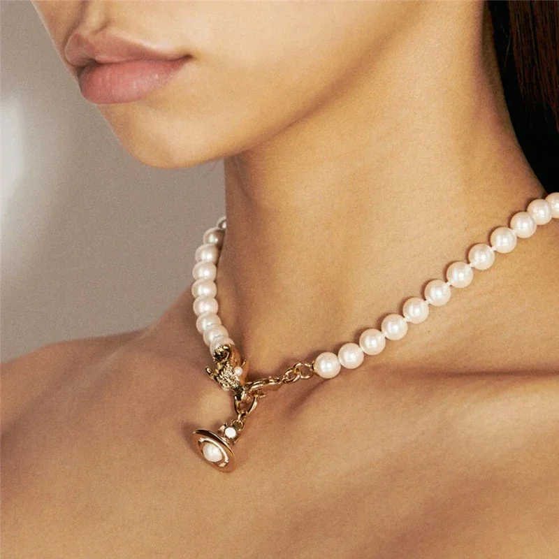 2024 New Senior The Year of The Loong Limited Pearl Leader Saturn Necklace Earrings Luxury Women