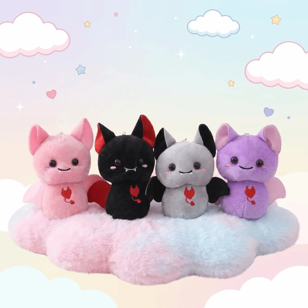 Cute PP Cotton Bat Keychain Durable Soft Multi-color Halloween Bag Pendant Cartoon Fuzzy Stuffed Daily Use