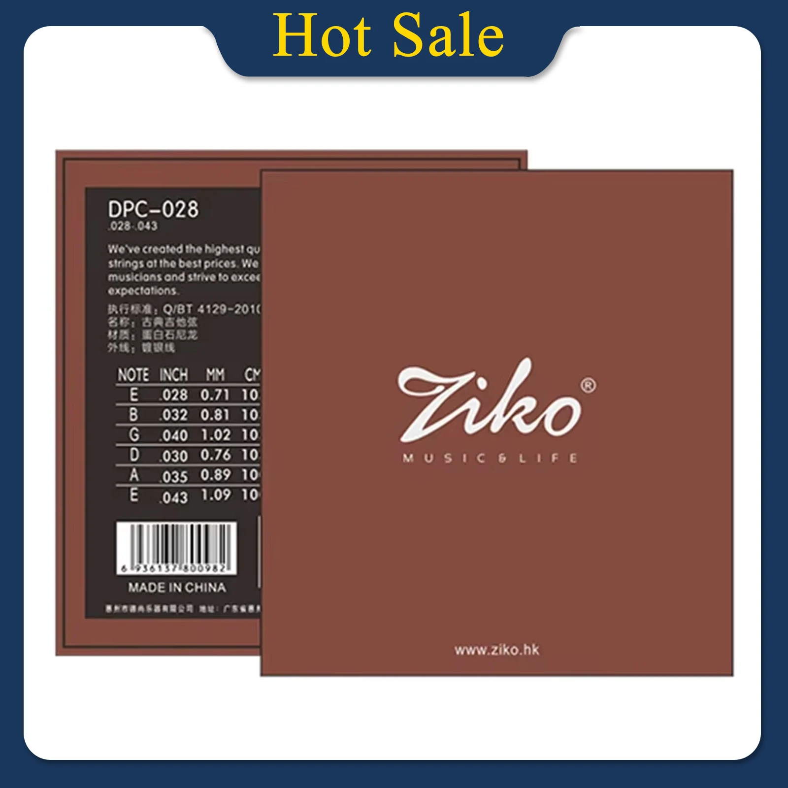 ZIKO Classical Guitarra Strings DPC-028 Transparent Nylon Core Silver Plated Wound Guitarra Strings Guitar Parts & Accessories