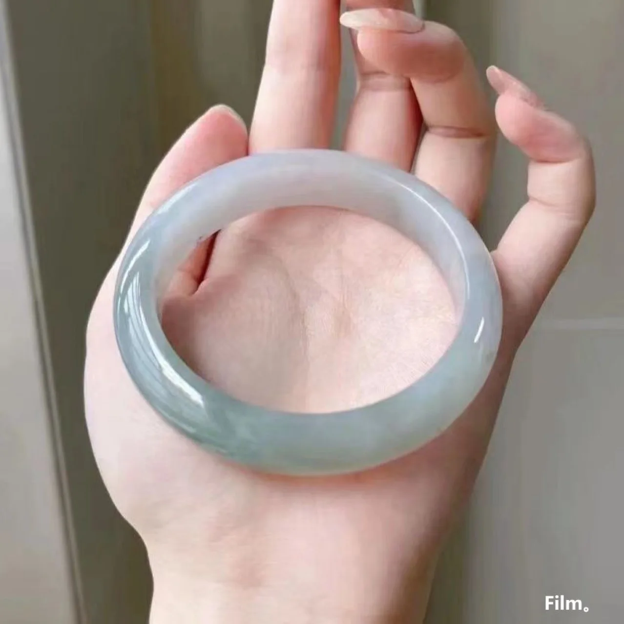 Myanmar jadeite jade bracelet children's solid color ice seed Laokeng positive circle light color ice run send mother