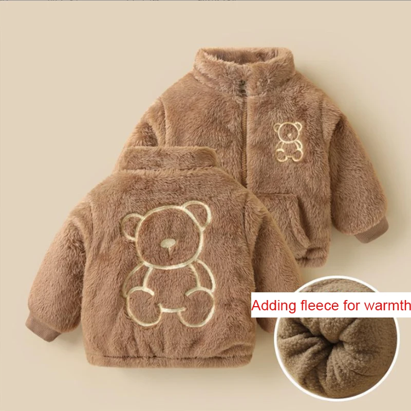 

Autumn Children's coat with plush and thickened new style western-style children's lamb wool baby and baby winter warm clothing