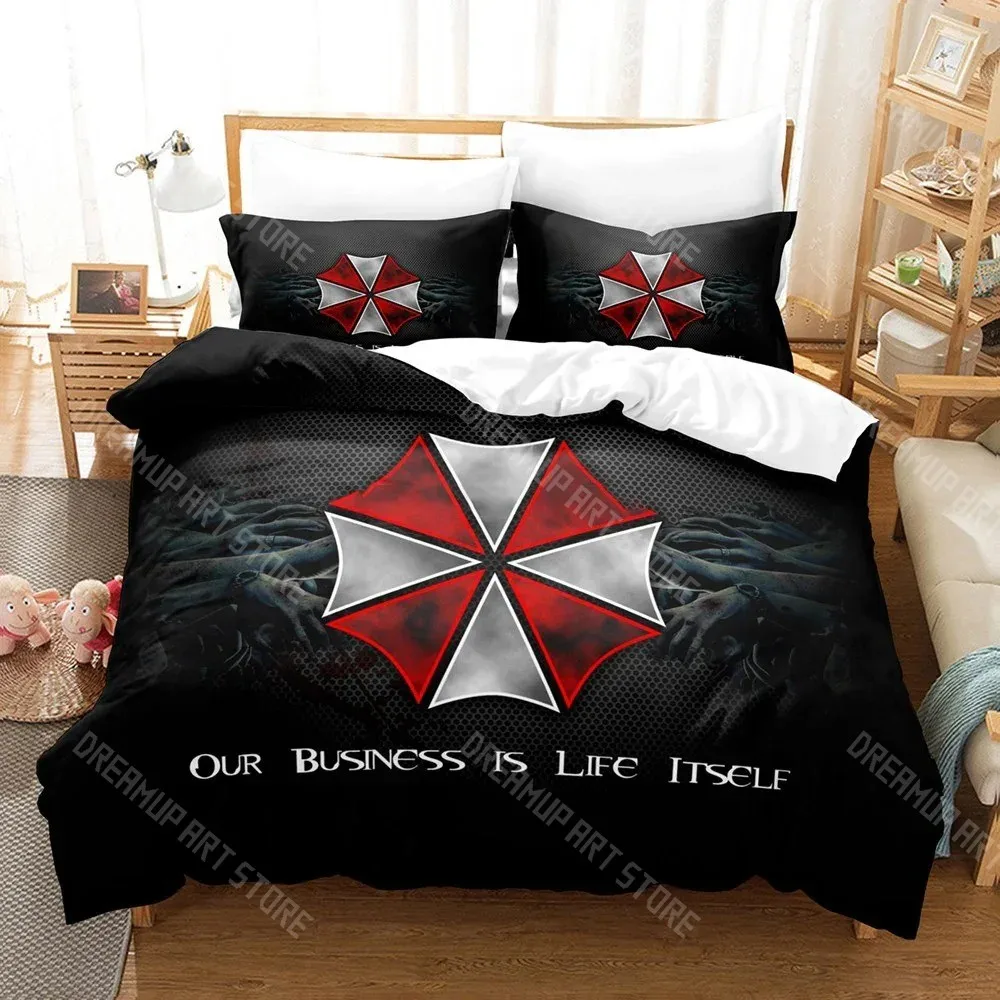 3D Printed R-Resident Red Umbrella Evil Bedding Set for Boys Girls Duvet Cover Twin Queen King Full Single Double Sizes