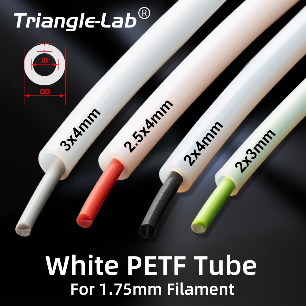 Trianglelab 3x4mm 2x3mm 2.5x4mm 2x4mm White PTFE TUBE  Teflonto For Bambu Lab BMUC Rabbit  MMU 1.75mm Filament HOTEND EXTRUDEr