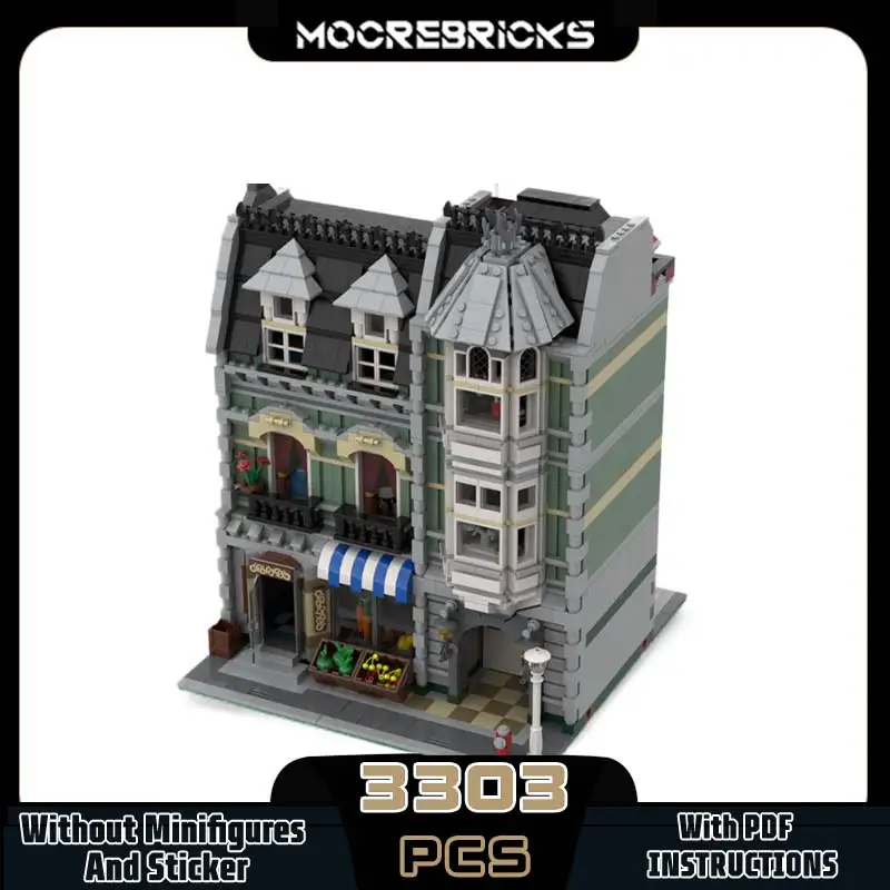 Creative City Street View Green Grocer MOC Building Blocks Architettura Scena Tecnologia Mattoni fai da te Modello Giocattolo Regali di Natale
