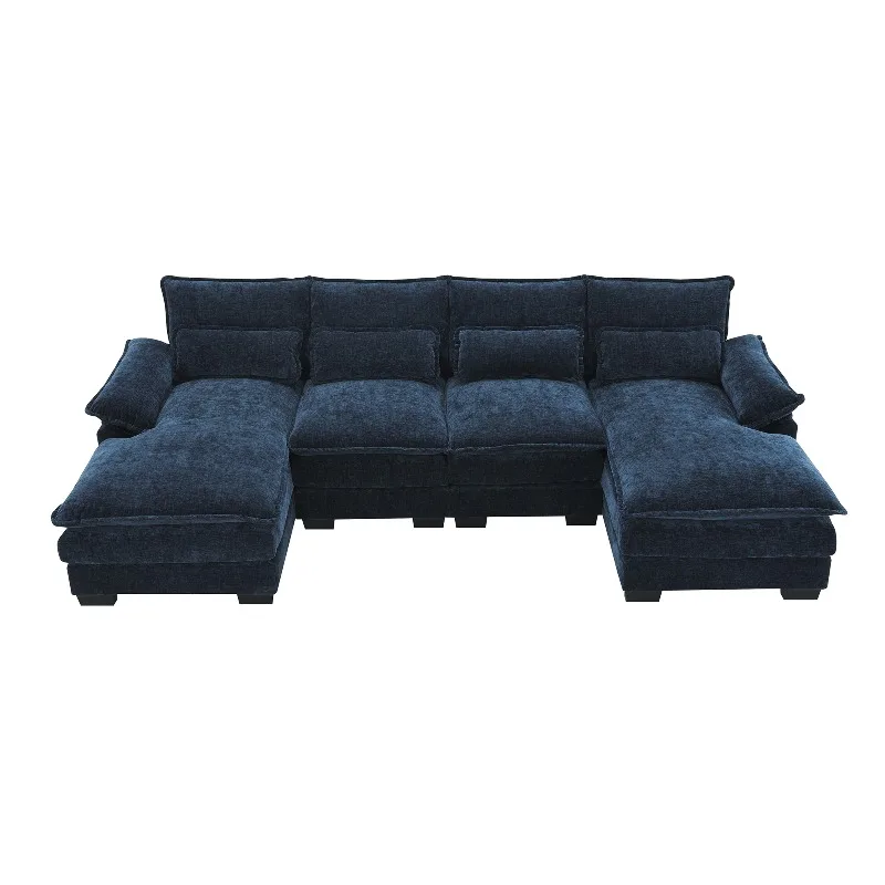 Modern simple U-shaped fabric sofa, large size design at the corner of the living room, comfortable and easy to take care of.