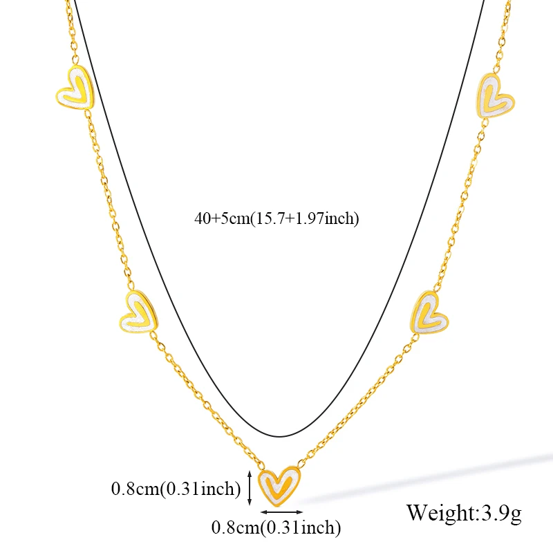EILIECK 316L Edelstahl Kreatives Herz-Halsketten-Armband-Ohrringe-Set für Damen, Modischer Goldfarbener Wasserdichter Schmuck als Geschenk – Detail 5
