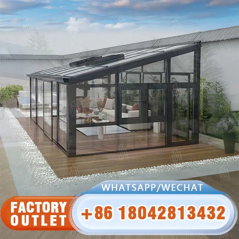 

Темно-серый алюминиевый профиль, стеклянная комната для патио, сада, балкона, солнечной комнаты