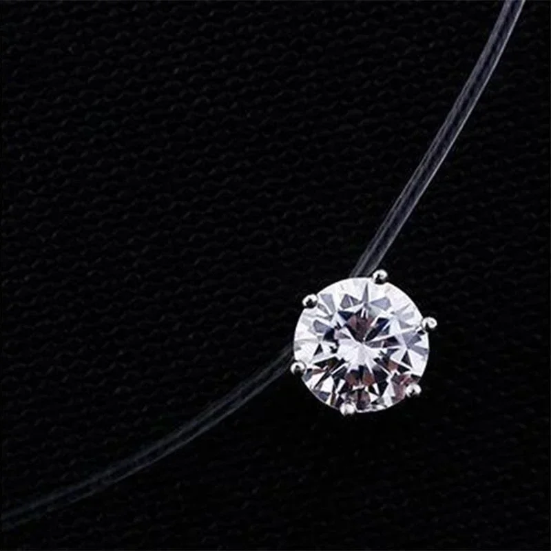 Zircon Stone Transparent Invisible Fishing Line Pearl Choker Women Vintage Trendy Elegant Crystal Necklace Wedding Necklaces
