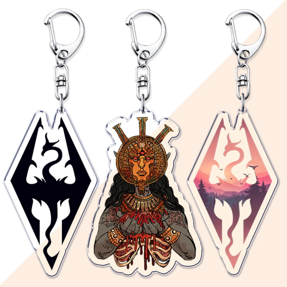 Llaveros de Juegos Populares para Mujeres, Accesorios para Bolsos, Skyrim, Morrowind, Gaming, Oblivion, Joyería, Regalos para Amigas, Gamers y Fans