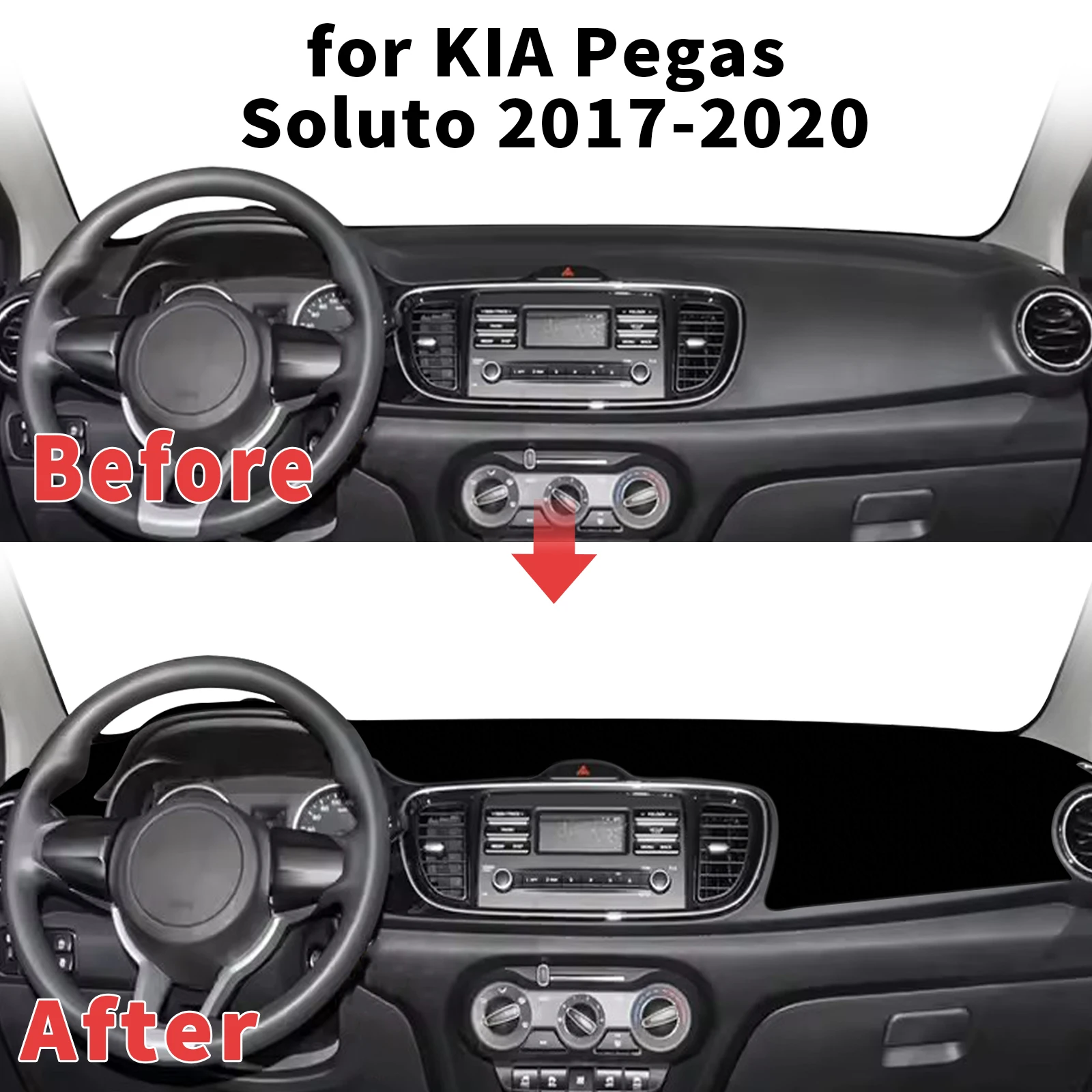 for KIA Pegas Soluto 2017-2020 Dashboard Cover Sun Shade Protector Dashmat Anti-Glare UV Block Carpet Mat Automotive Dash Mat