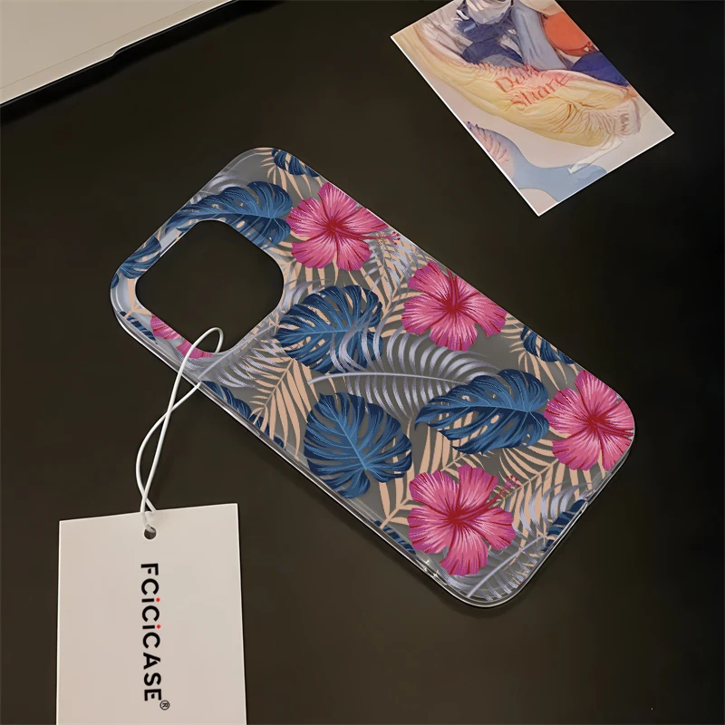 Fcicicase واضح لينة سيليكون جراب هاتف آيفون X XR XS ماكس 12 Mini 11 12 Pro Max 8 7 Plus 6 6S SE 2022 يترك غطاء زهرة