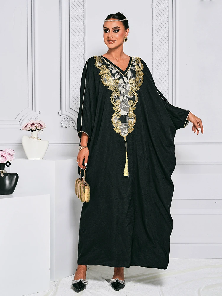 [MODX] Muslim Clothing Long V-neck Bat Sleeve Loose And Fashionable Oversized Dress For Women