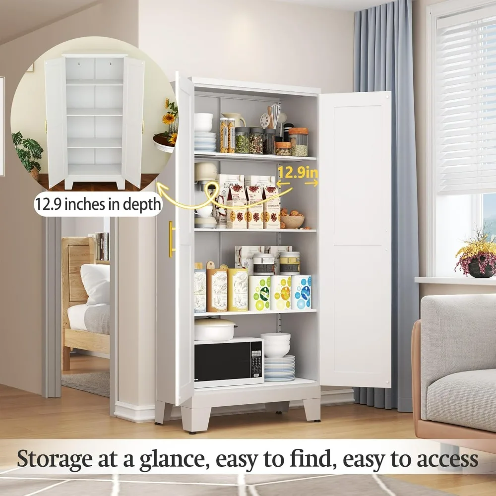 خزانة تخزين فولاذية مقاس 61 بوصة للمنزل والمكتب مع أرفف وباب قابل للتعديل #4