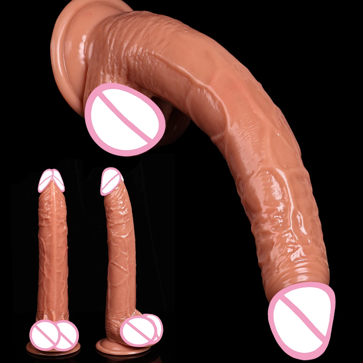 Realistic Soft Silicone Dildo long Skin Color with Powerful Suction Cup Female Masturbator G Spot Stimulating Sex Toy for Women view 2