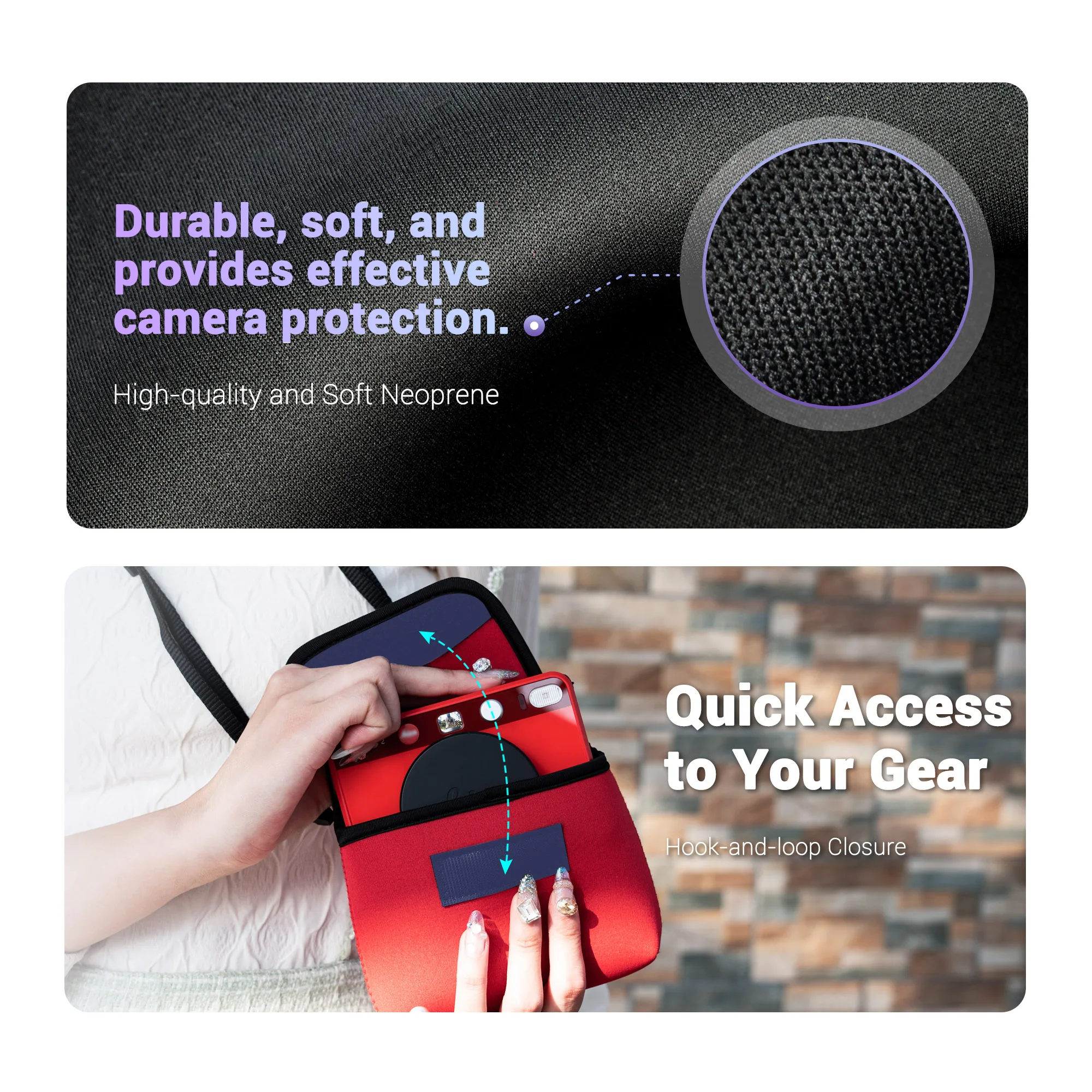 JJC كاميرا حقيبة سفر ل Fujifilm X نصف Leica SOFORT 2 كاميرا فورية Neoprene SOFORT 2 مع فتح الوصول السريع