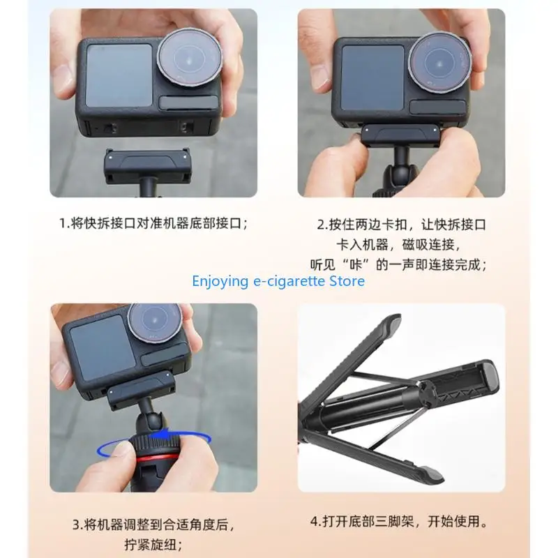 Ausziehbarer Stativ-Selfie-Stick für Action 3/4, Schnellwechselbasis, verstellbar – Detail 7