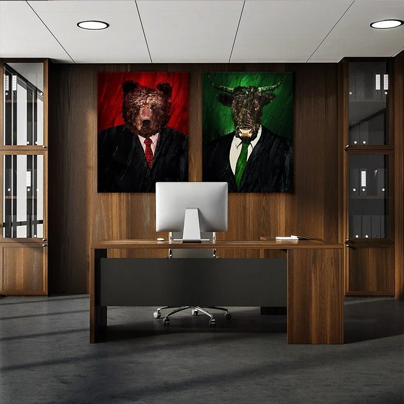 Neon Bulls&Bears Stock Market Trading Quotes Canvas Poster Trust The Process and Ability Wall Pictures Home Office Decor
