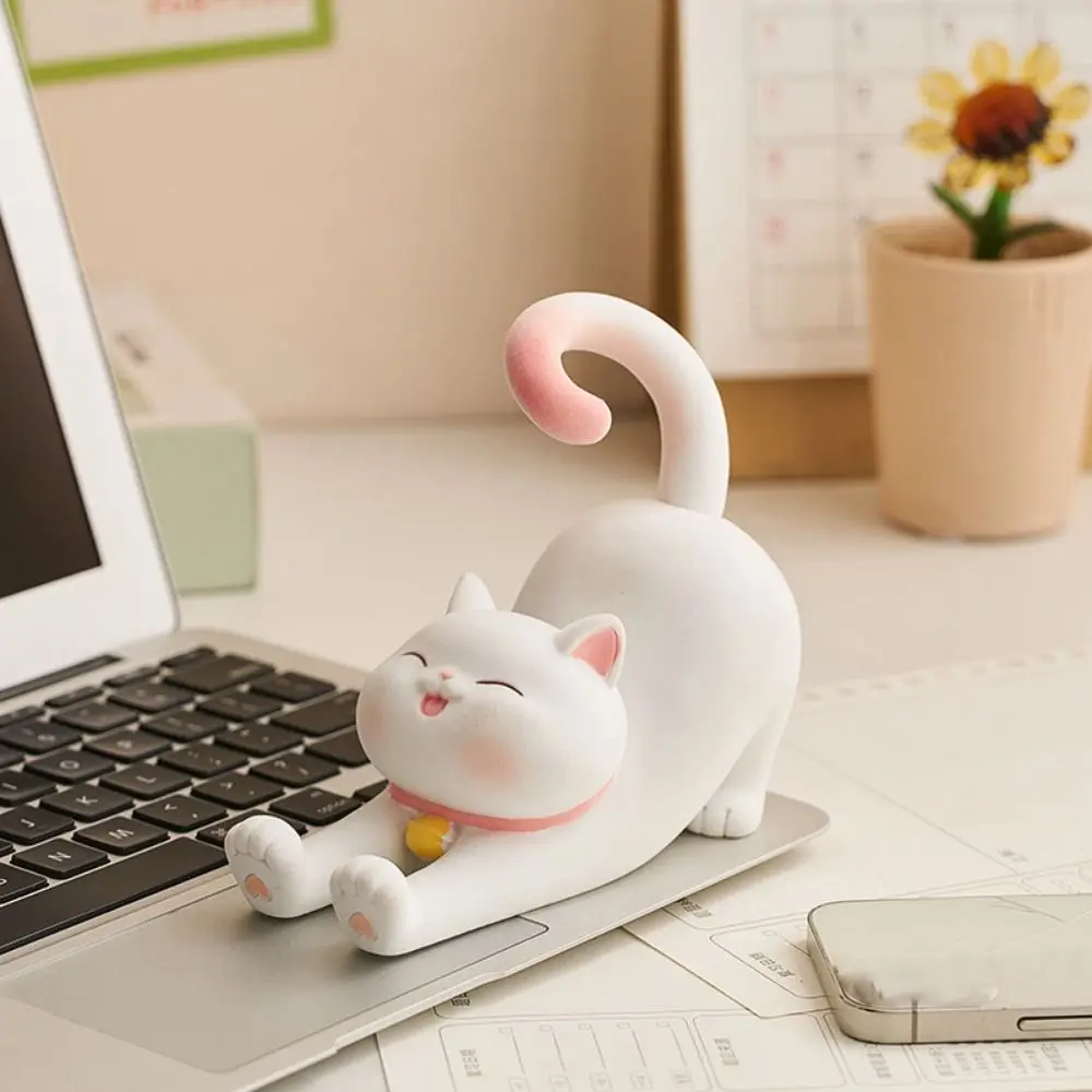 Resin Cat Phone Stand Multi-functional Statue Cat Mobile Phone Holder Anti-slip DIY Crafts Cat Desk Lazy Bracket