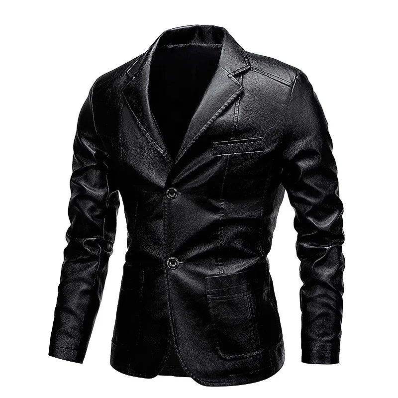 Men's Vintage 2024 Fashion Casual Autumn Design Motor Biker Jacket Male Windbreaker Winter Fleece Pu Leather Caot