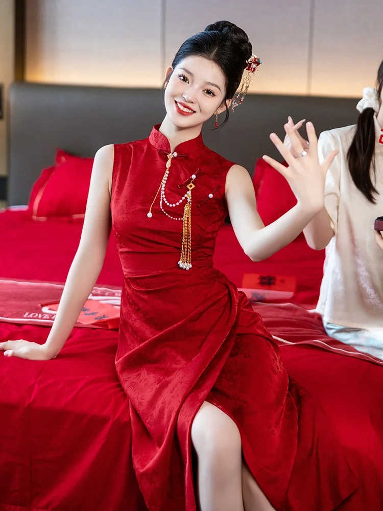 

New Chinese Sle Morning Robe Wedding Dr Red Svel Summer Wedding Ceremony Women's Dr Dryao Brand