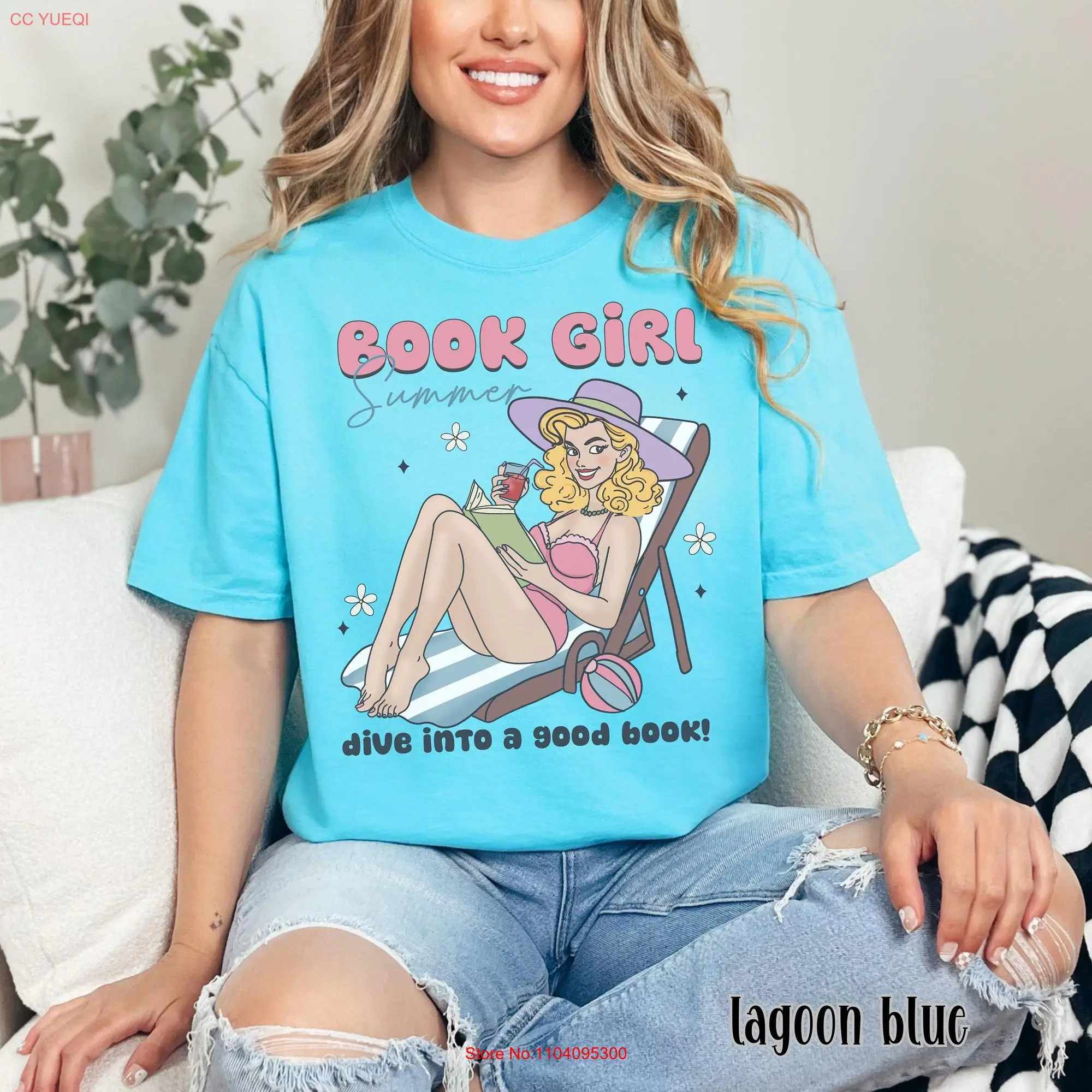 Book Girl Summer T Shirt beach Lover Bookish Funny Reader Oversized Vacation  long or short sleeves