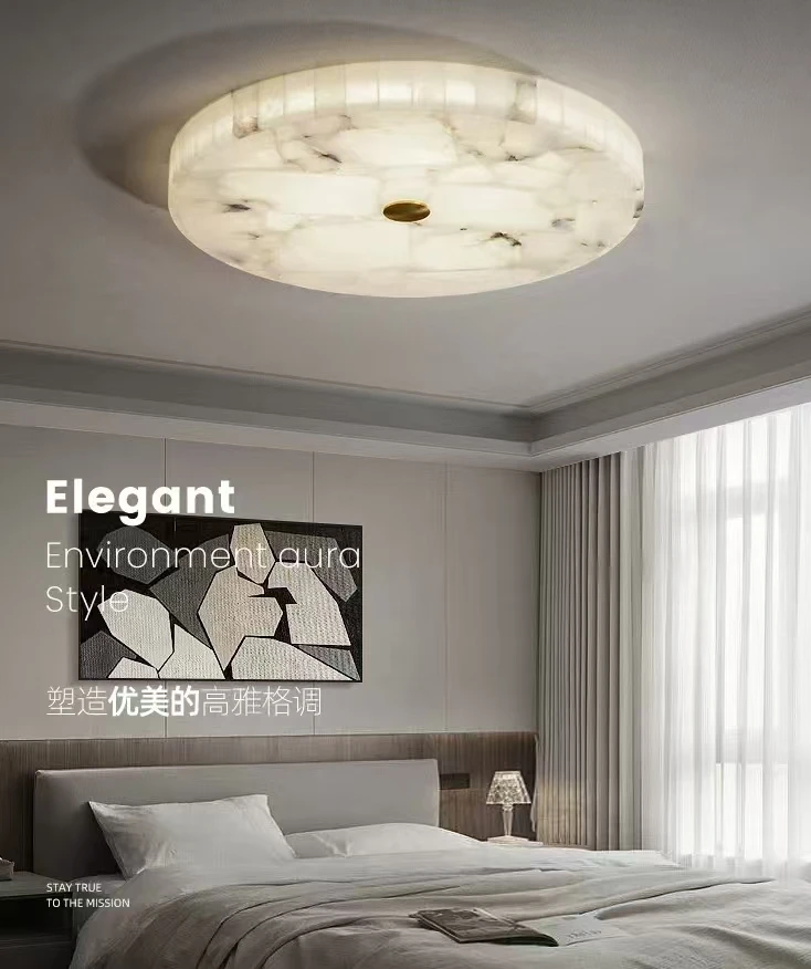 Spanish Marble Alabaster round Splicing Ceiling Lamp - All-Copper Wall Lighting for Bedroom Living Room Dining