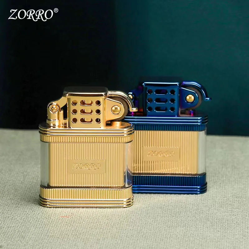 Zoro Z727 Fashion Visible Transparent Fuel Tank Classic Rocker Wheel Oil Lighter Men's Personalized Gift  Gadgets for Men