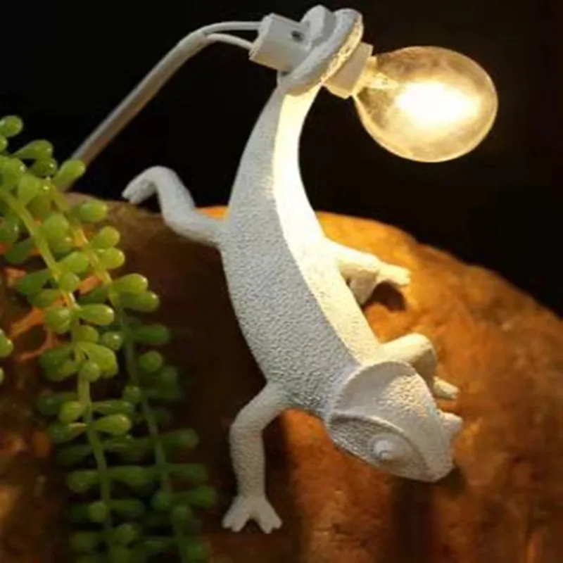 Veilleuse en résine de lézard nordique, salon et chambre à coucher, lampe de table caméléon animal moderne, mur LED, décoration d'intérieur, Shoarie