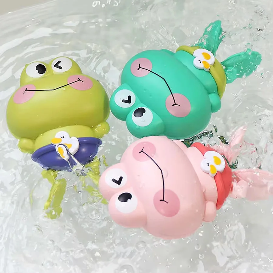 Wind-Up Swimming Frog Bath Toys - Floating Clockwork Toy for Kids Bathtub Fun