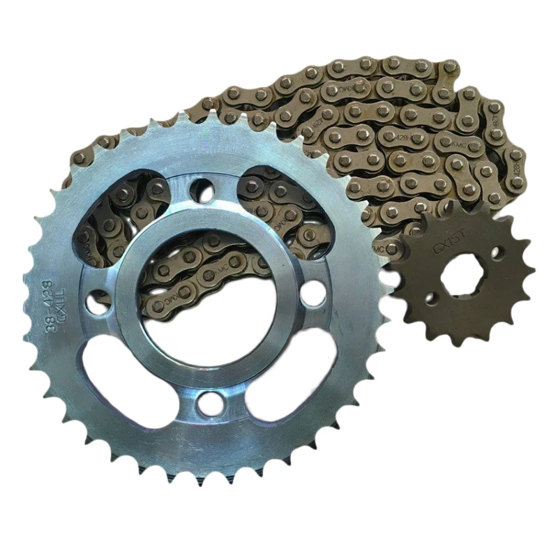 

Motorcycle Chain Sprocket Set for Honda Loncin Lifan Sanlg Jialing Qjmotor CG125 LX125 LF125 38T/15T 428H-108L Transmission Kit