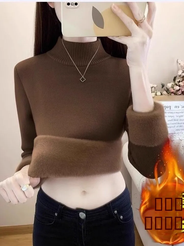 

Women's Thiened Fce f High Collar Knitted Sweater Autumn Winter Warm Base irt Easy to Wear Commute Sle Regular Le...