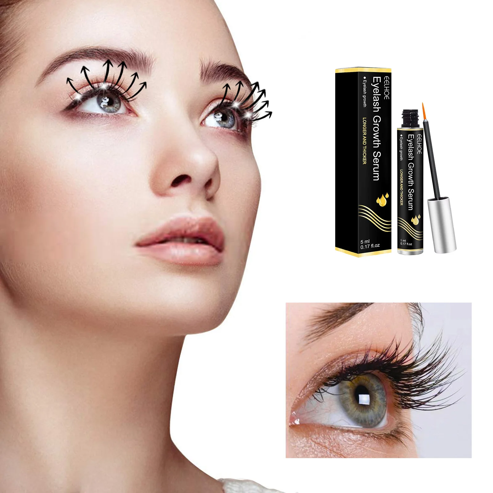 Eelhoe Serum do rzęs Bezszwowy i wyszczuplający tusz do rzęs Naturalny piękny tusz do rzęs Nawilżający tusz do rzęs Czarny i podkręcony tusz do brwi