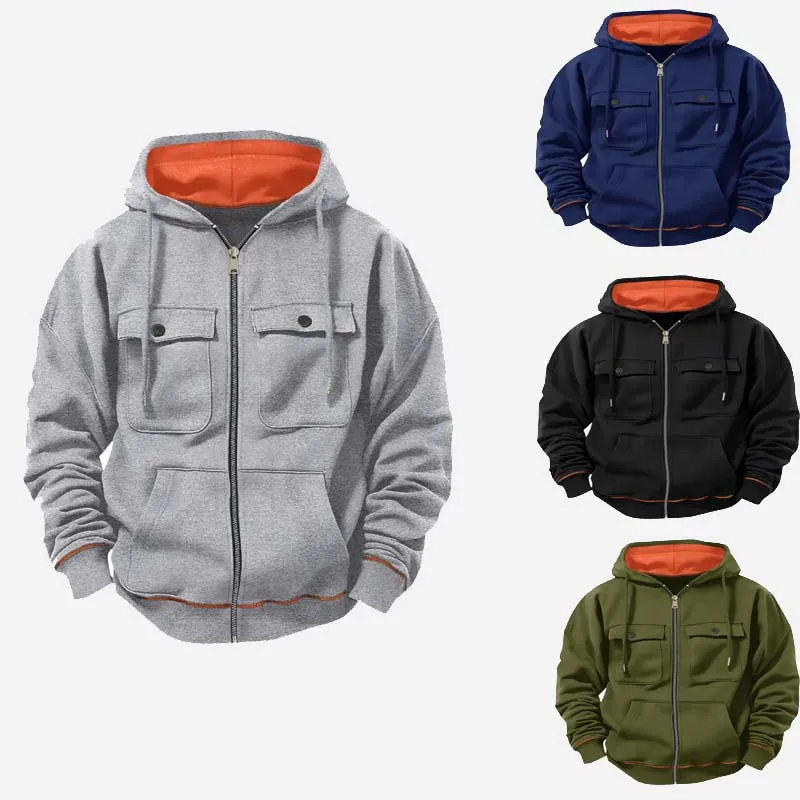 

Осень/зима 2022, новая мужская толстовка с капюшоном для бега и фитнеса, свободная однотонная повседневная модная куртка с капюшоном на молнии