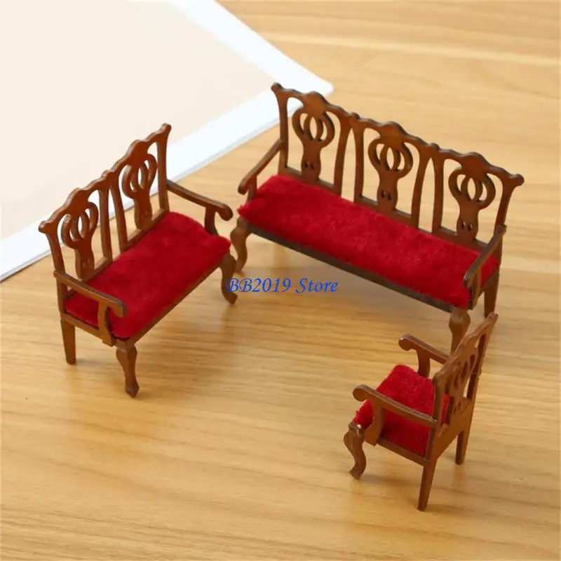 

Q0KB Classical Miniature Chair with Cushion For 1/12 Dollhouses Living Space Landscape
