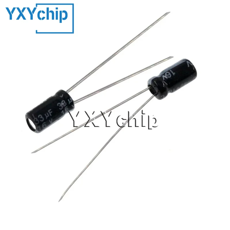 100pcs 33uF 16V 33MFD 16WV 4*7mm Aluminum Electrolytic Capacitor Radial