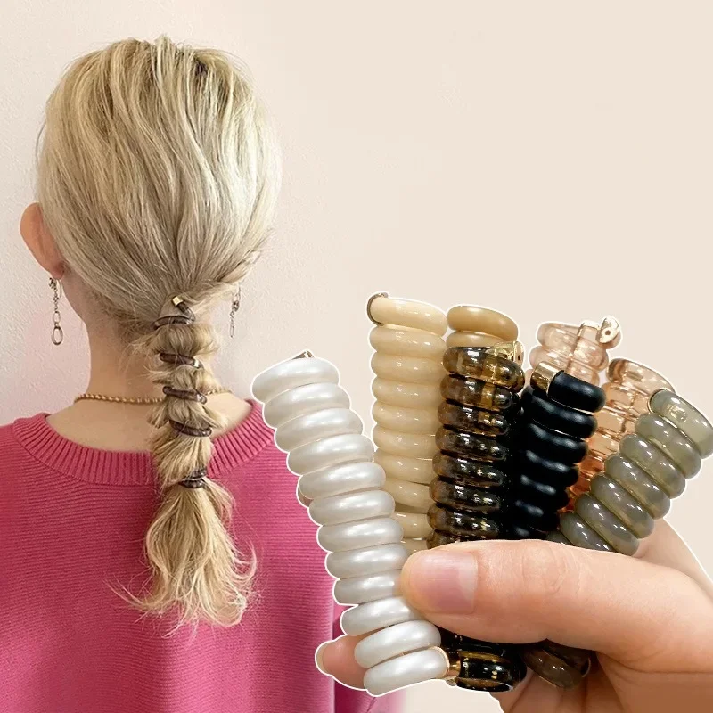 Attaches de cheveux élastiques en spirale pour filles, queue de cheval tressée, bande en caoutchouc Durable, accessoires pour cheveux pour femmes