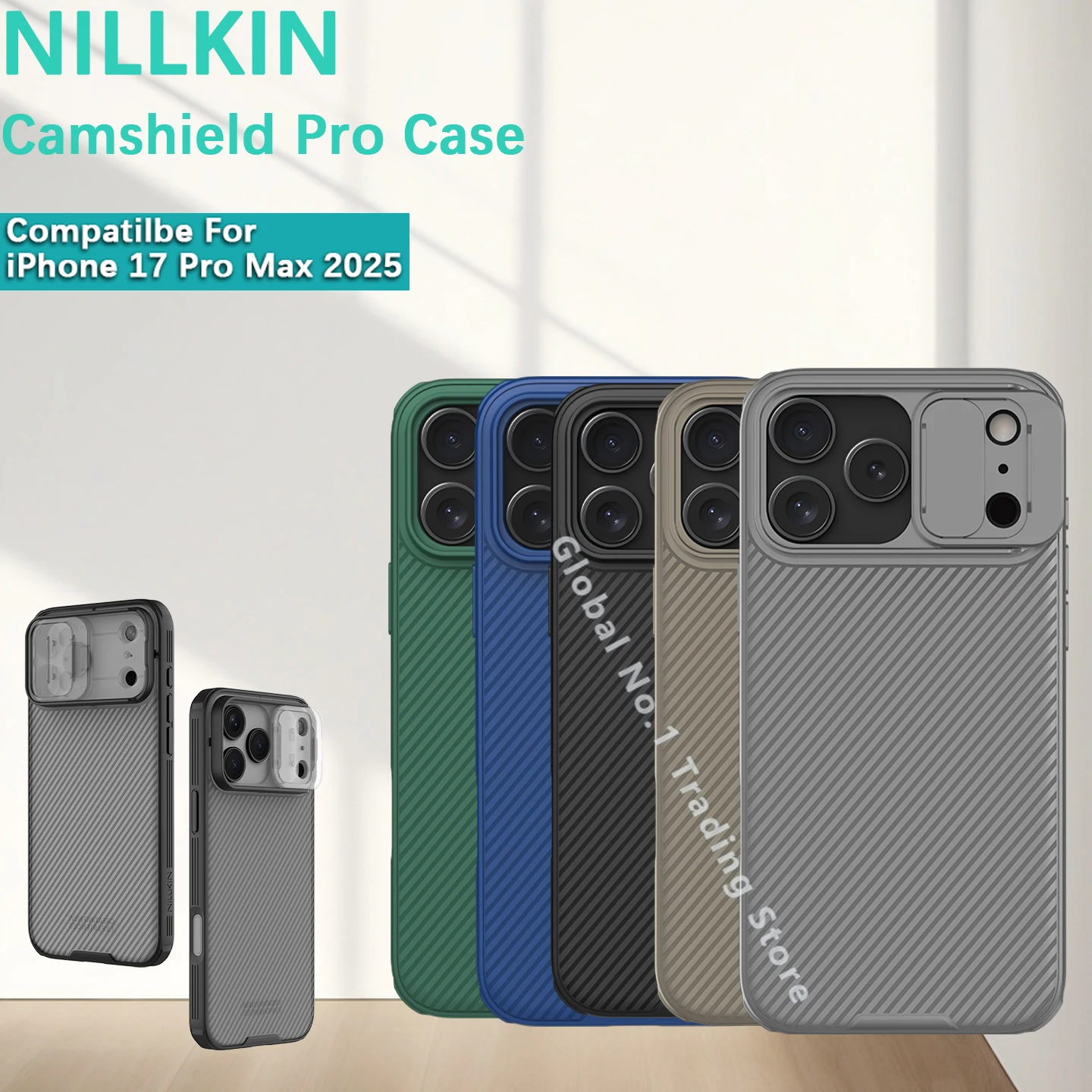 

NILLKIN, совместимый с iPhone 17 Pro Max 2025 CamShield Pro, чехол с раздвижным окном и объективом, твердый корпус, чехол для телефона, чехол