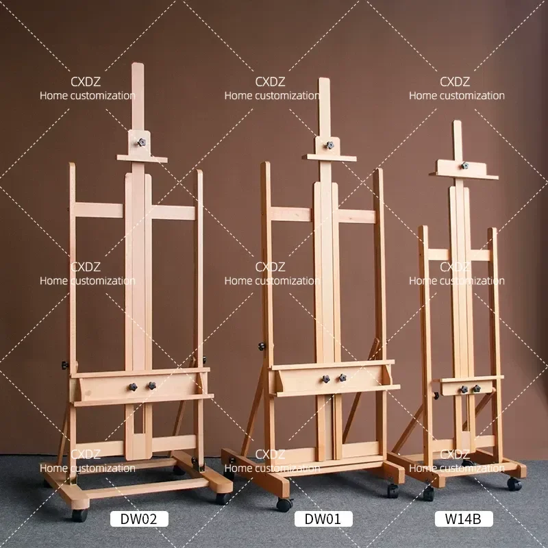 Solid Wood Foldable Adjustable Floor Easel for Oil Painting Sketching Art Students Advertising Display Stand KT Board Rack