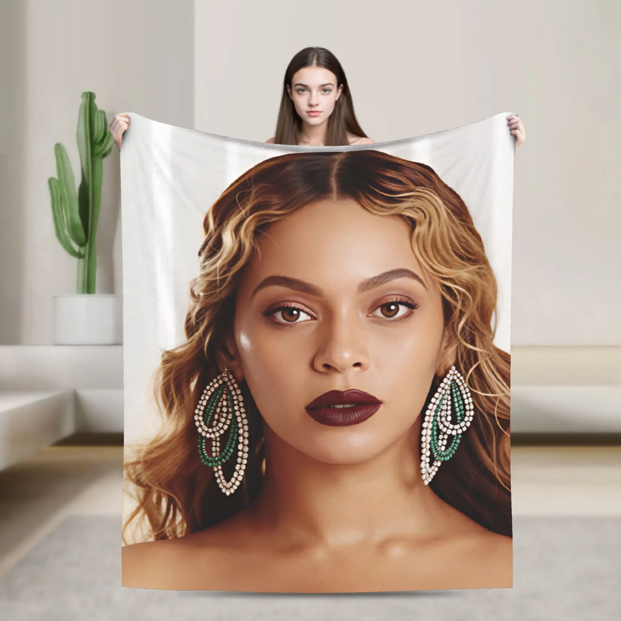 Pop Music Beyonce  Plush Blankets Boy Girl  Flannel Throw Blanket For Couch Chair Sofa Bed Soft Warm Custom  Quality Bedspread