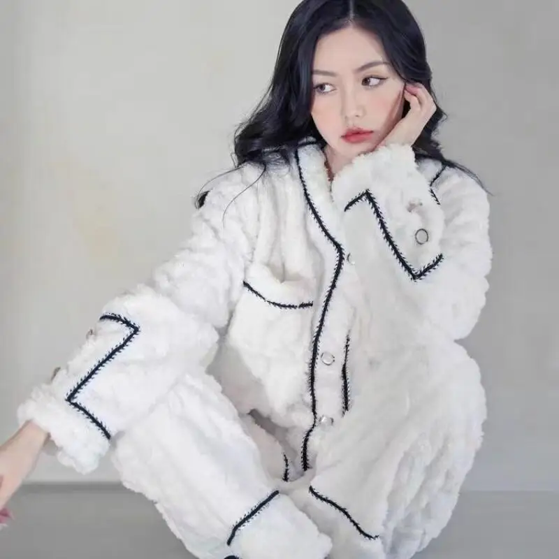 

Осенне-зимние женские пижамы, домашняя одежда, одежда для дома, коралловый флис, утепленная, сохраняющая тепло, домашняя одежда, пижама, которую можно носить в качестве верхней одежды