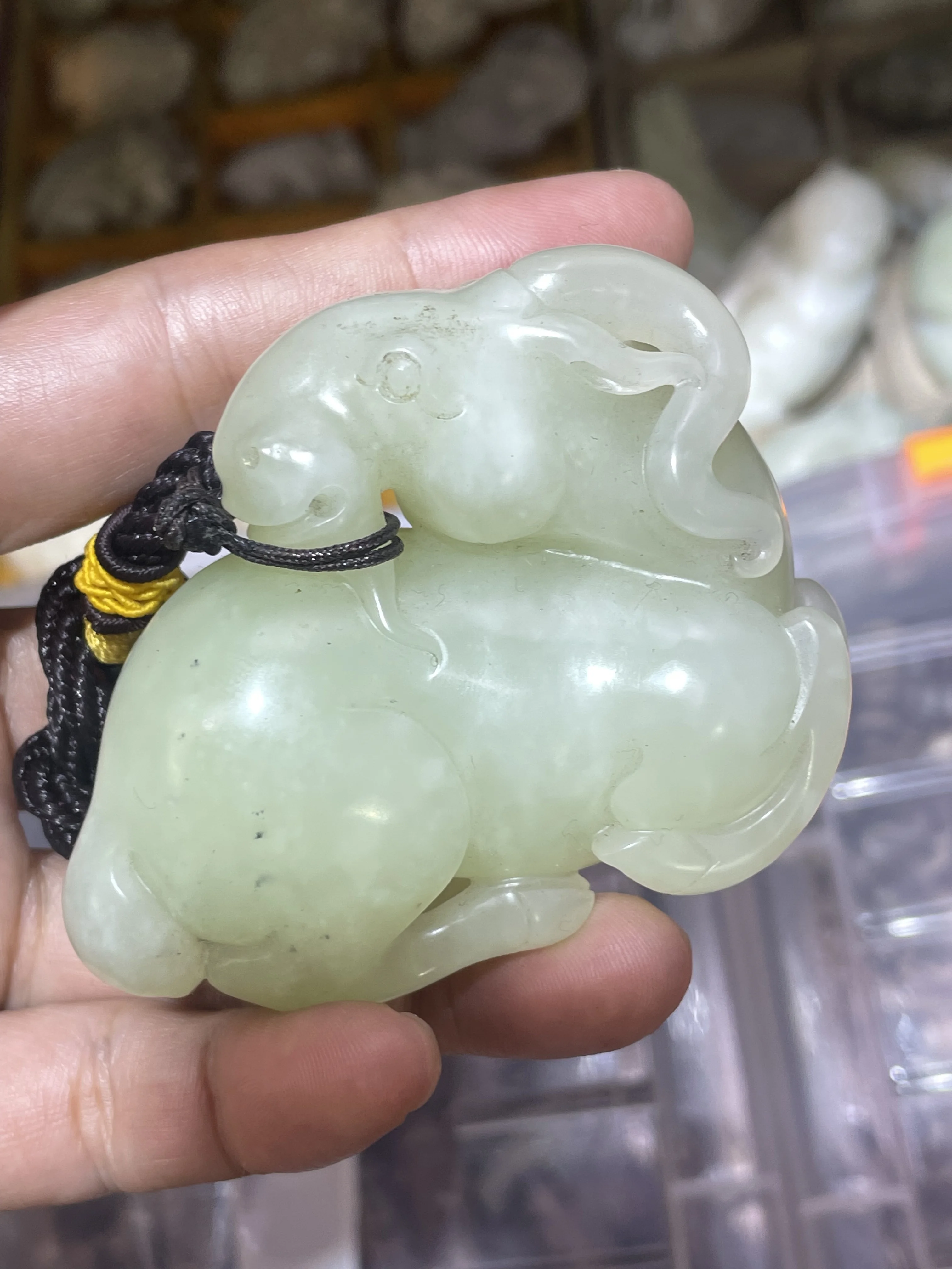 

Big Treasure Chinese Vintage Hetian Old Jade Awesome Looked Goat Hand Prayer Carving Amulet Timestown 20201126A
