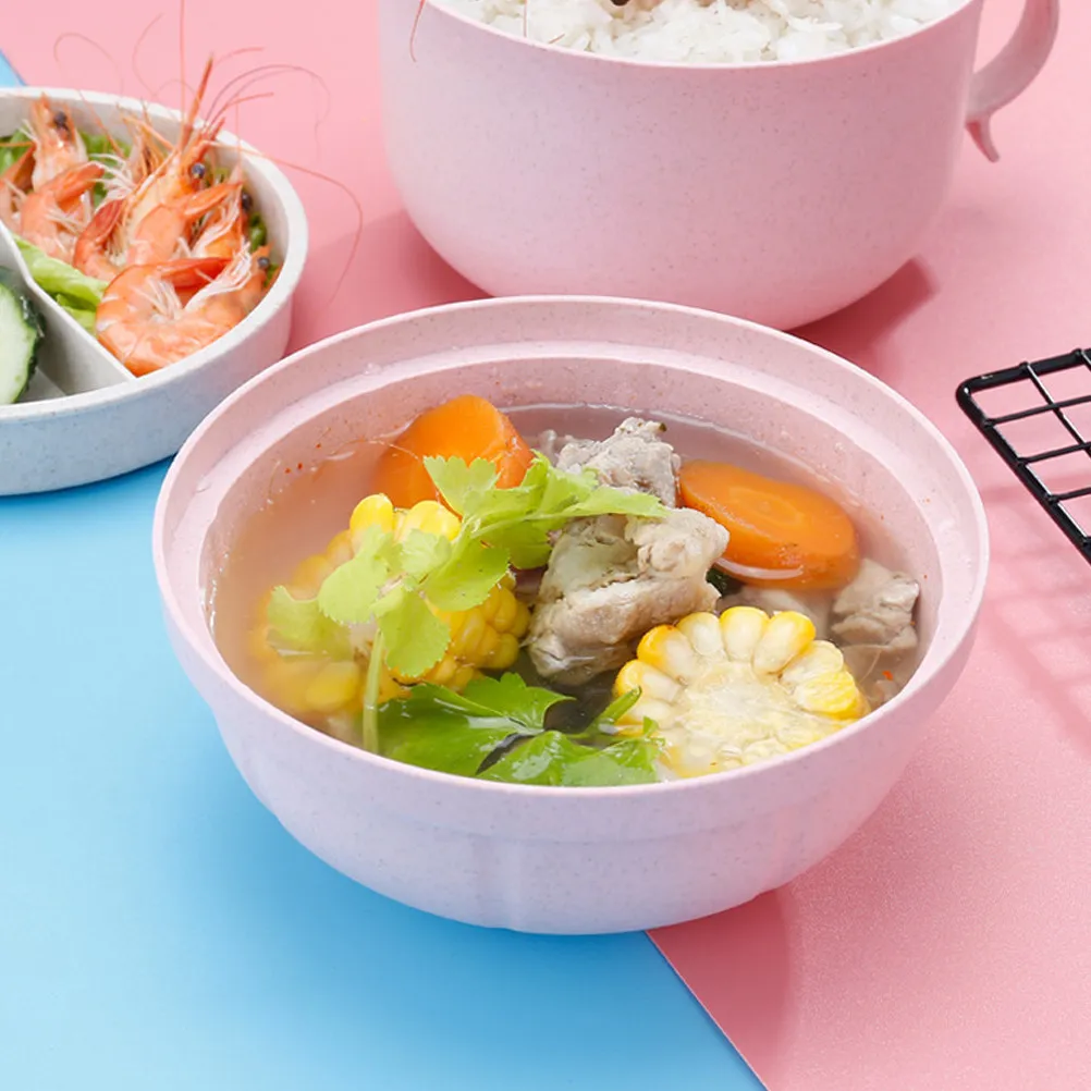 

Набор из 1 контейнера для еды из пшеничной соломы: большая емкость, съемная, с антипригарным покрытием, для супа, хлопьев, салата, обедов, для дома