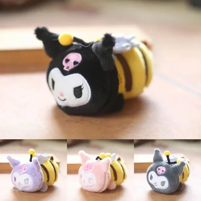 

MINISO Kuromi Pachacco Plush Toys Keychain Kawaii Anime Action Figures Kuromi Bee Shaped Key Ring Pendant Stuffed Doll Toys Gift