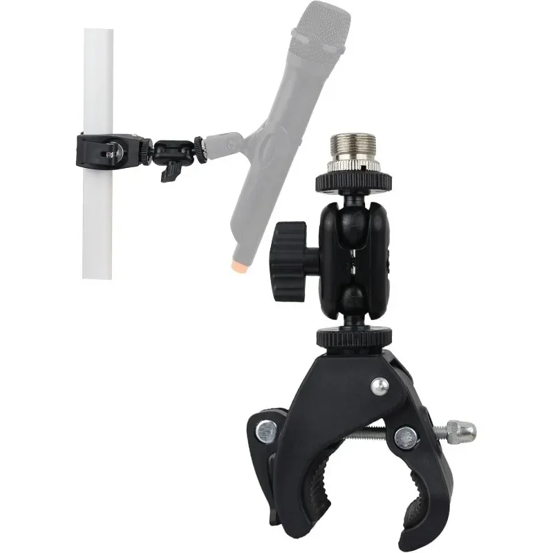 

Mic Crab Clip Microphone stand Mount Adjustment 1/4" to 5/8" Thread Fits Mic Stand instrument Stand outdoor live streaming stage